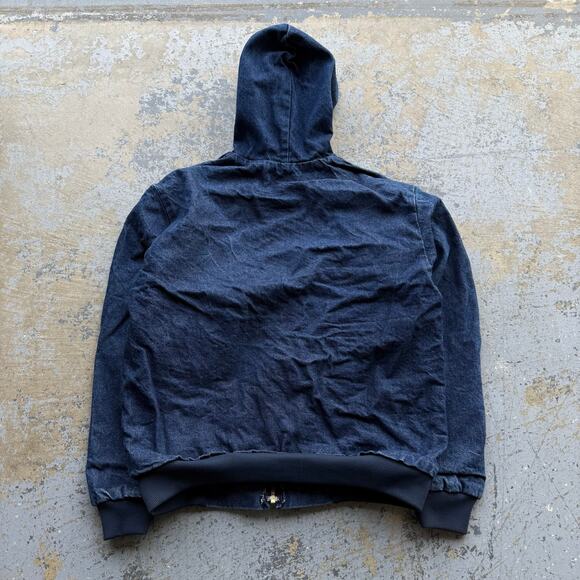 Vintage Flannel Lined Denim Hooded Workwear Jacket L - Picture 5 of 8